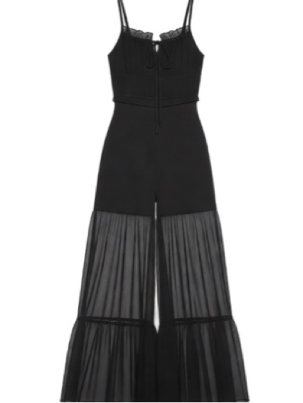 Current Mood Black Sheer Panel Wide-Leg Jumpsuit